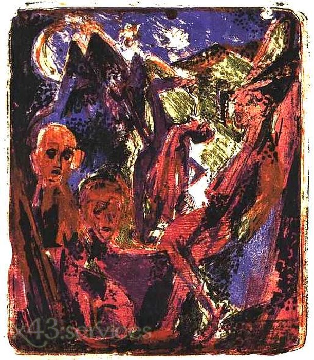 Ernst Ludwig Kirchner - Abendszene - zum Schließen ins Bild klicken
